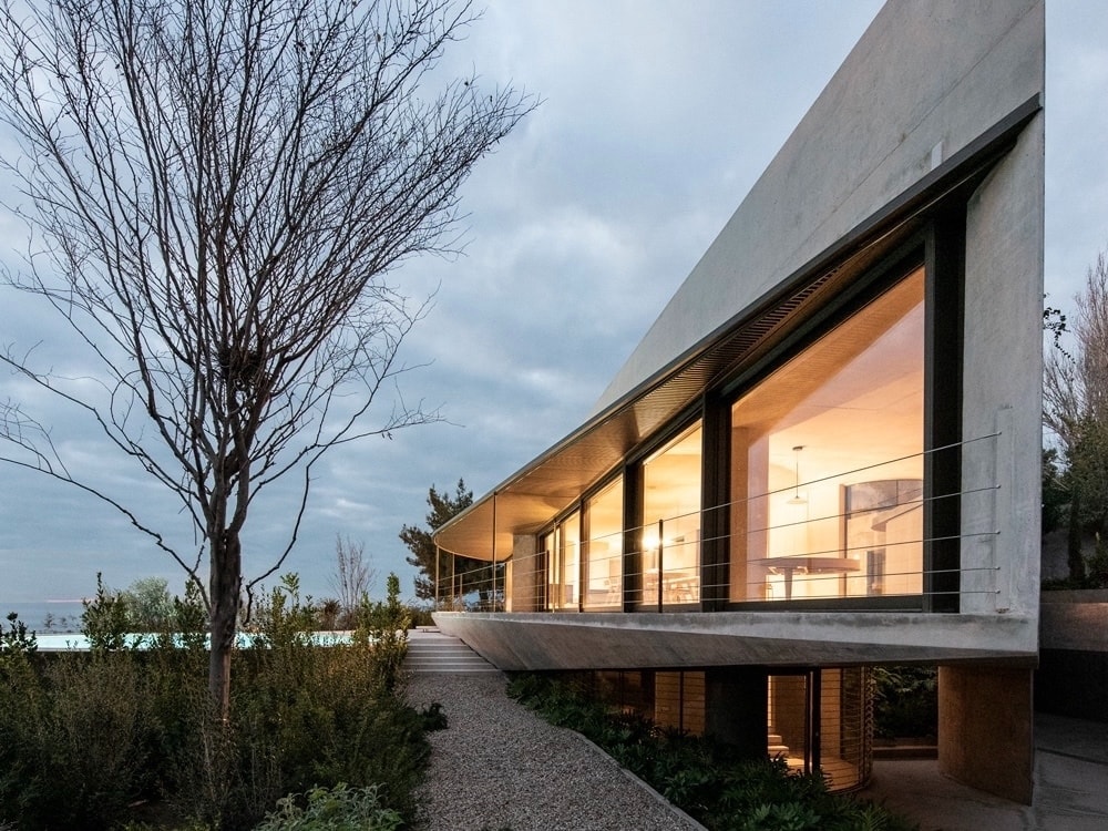 Minimalist geometric concrete house