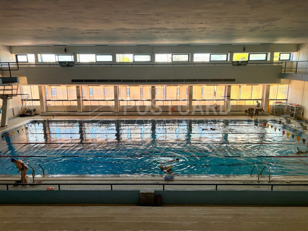 Indoor pool with vintage aesthetics