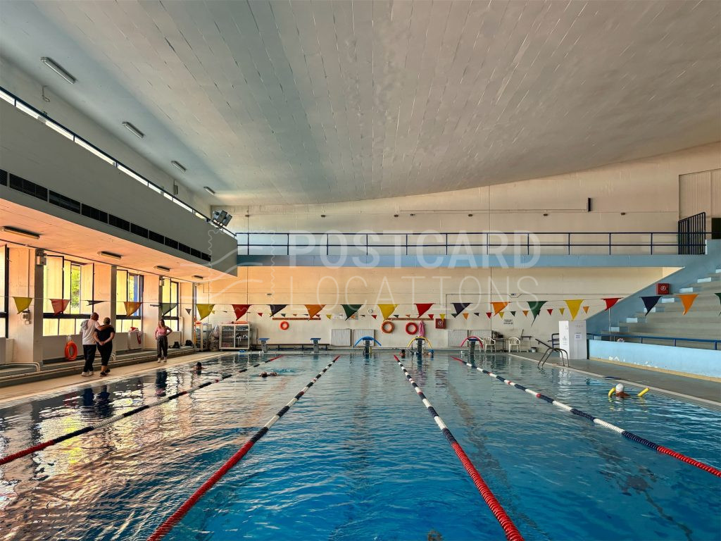 Indoor pool with vintage aesthetics